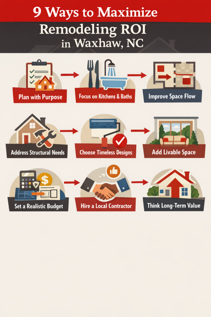 9 Proven Ways to Maximize ROI on Home Remodeling in Waxhaw, NC Infographic - A Dependable